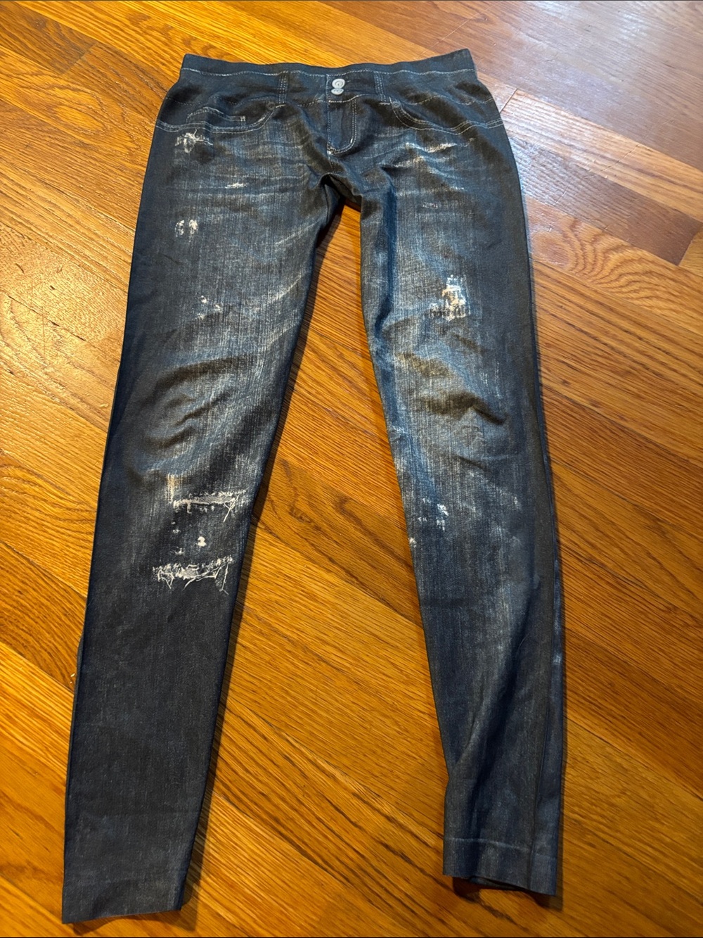 Kids Slim Fit Distressed Dark Blue Jeggings